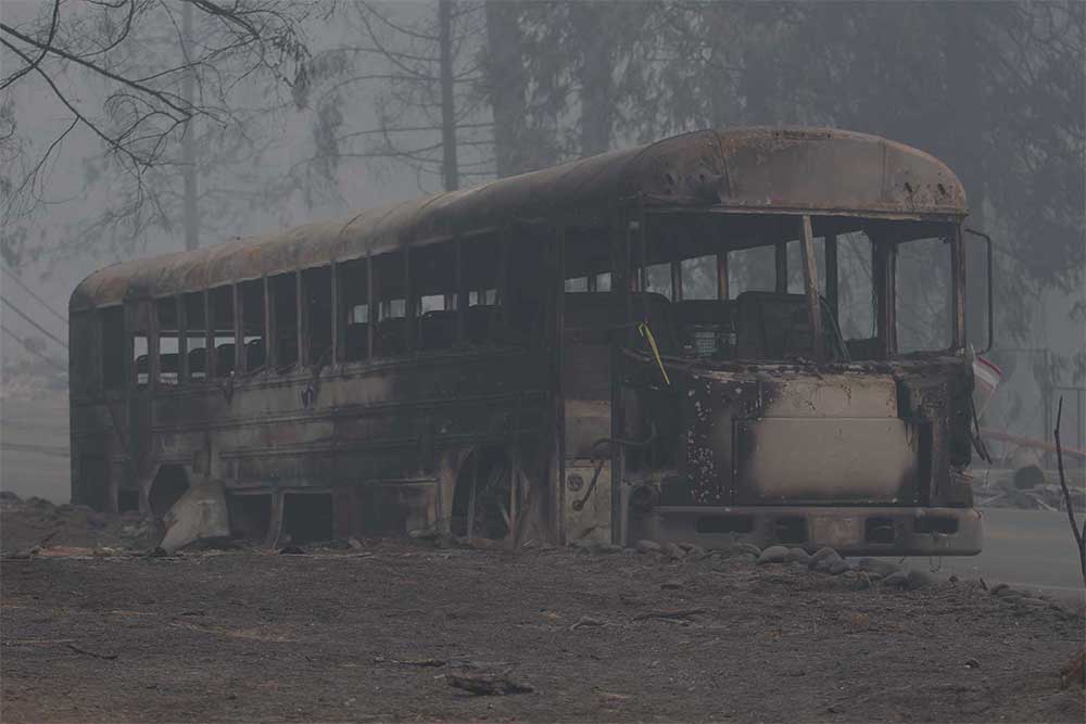 School Bus Destroyed In Camp Fire